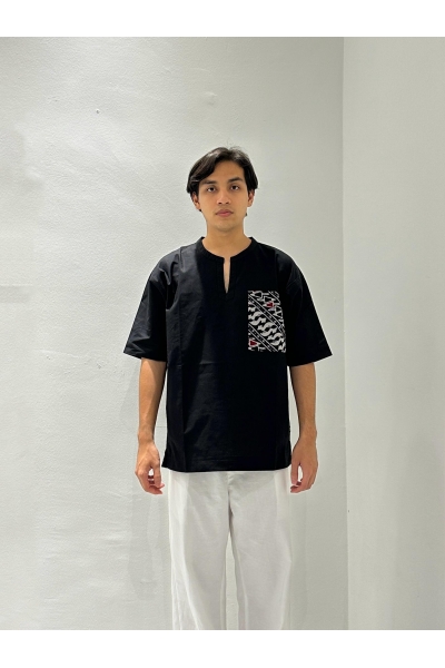 Kurta Short Sleeve Patch Panara, Black